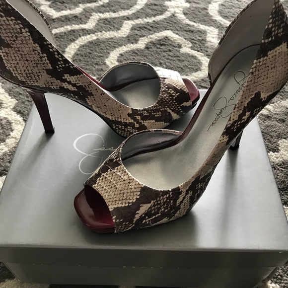 Jessica Simpson Shoes - Jessica Simpson snakeskin peep toe heels